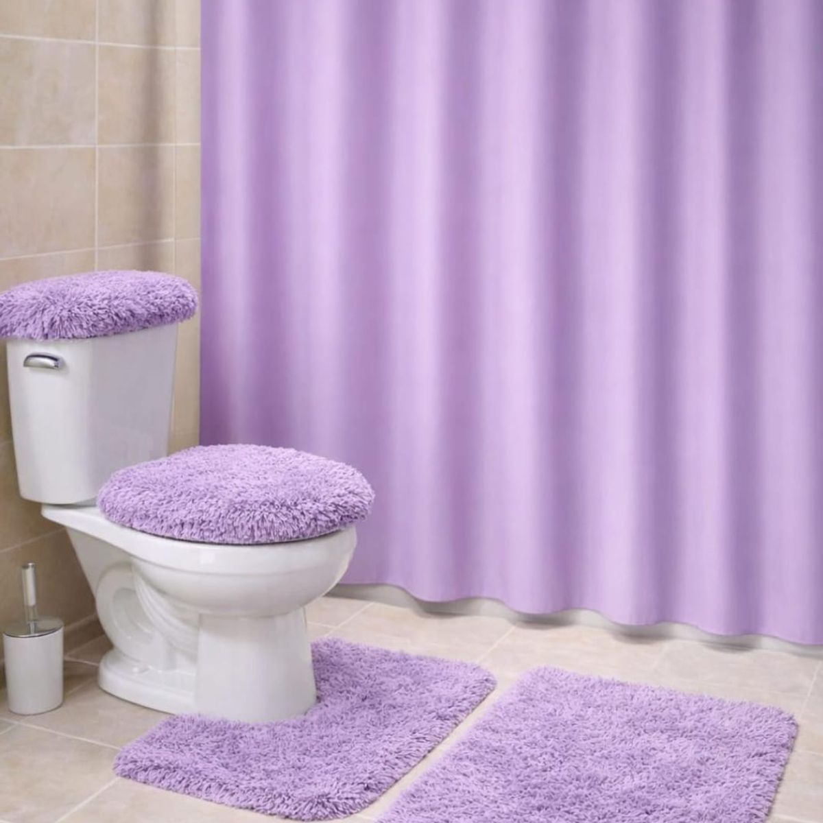 GENERICO - Set de baño peludo + cortina