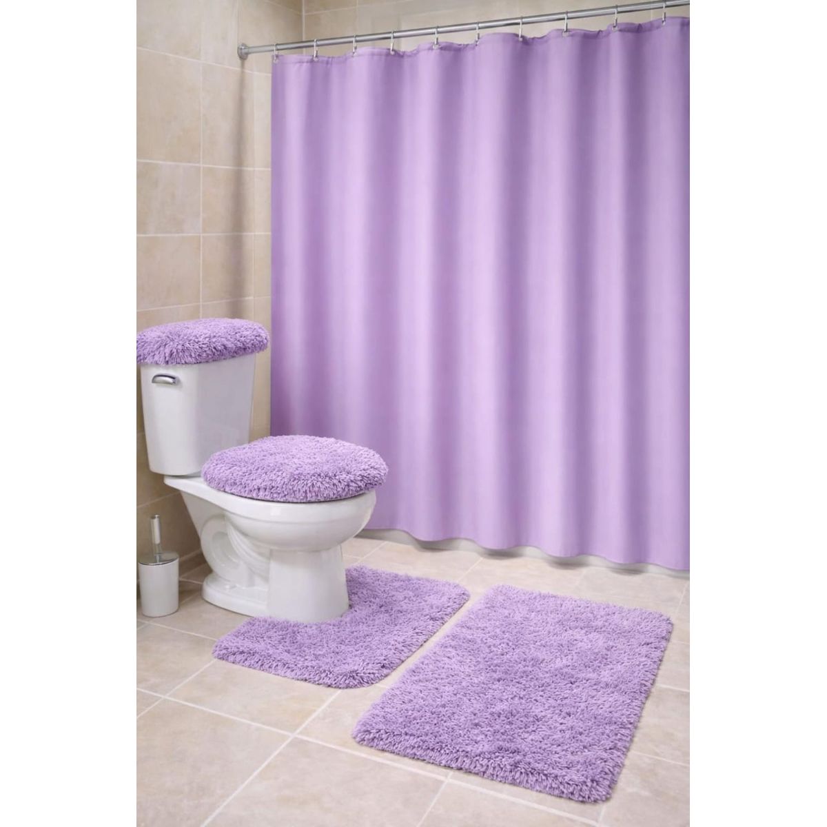 GENERICO - Set de baño peludo + cortina