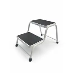 BOLTON - Taburete metálico 2 peldaños antideslizante 150 kg color negro