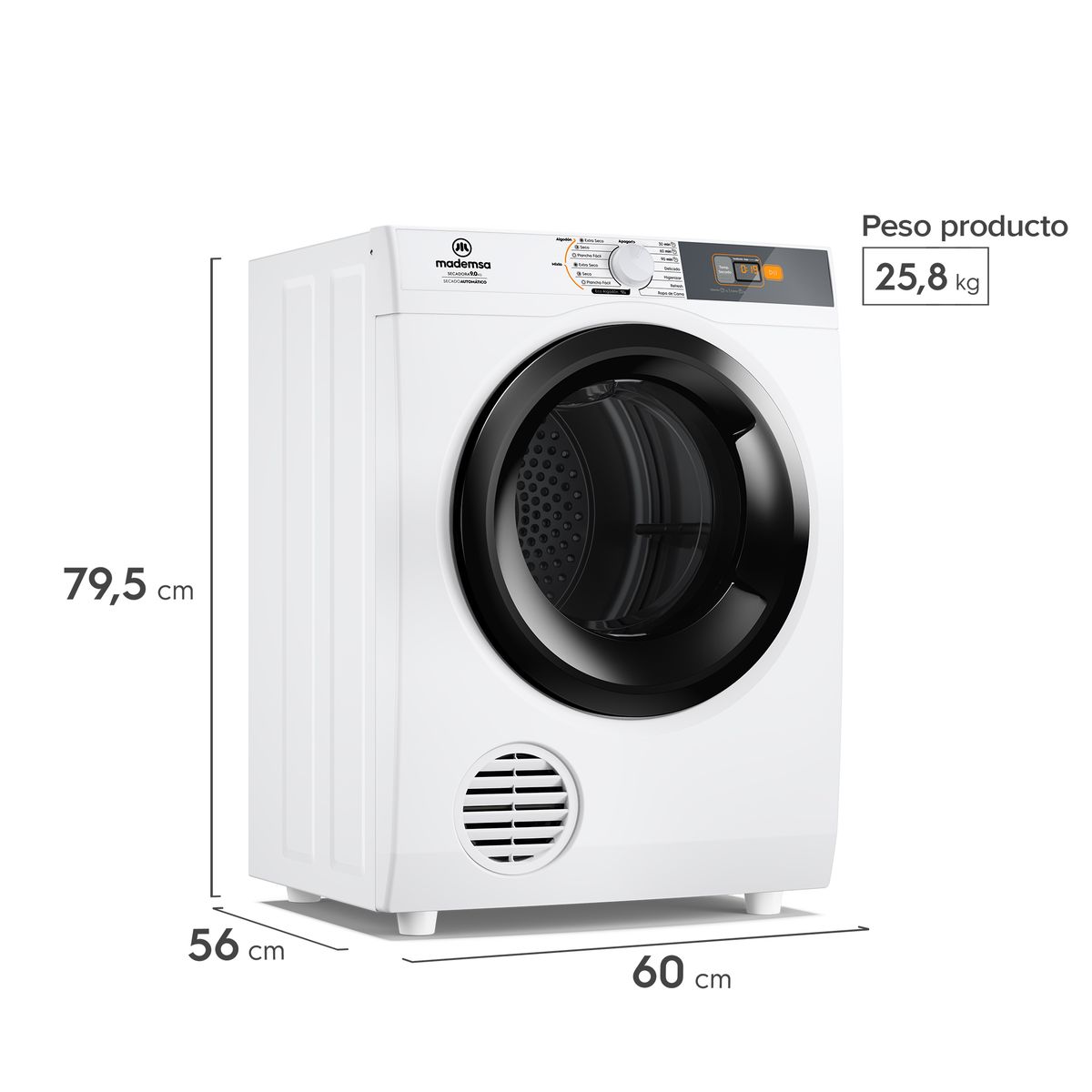 MADEMSA - Secadora de Ropa 9Kg Carga Frontal Secado Automático 9D BZG