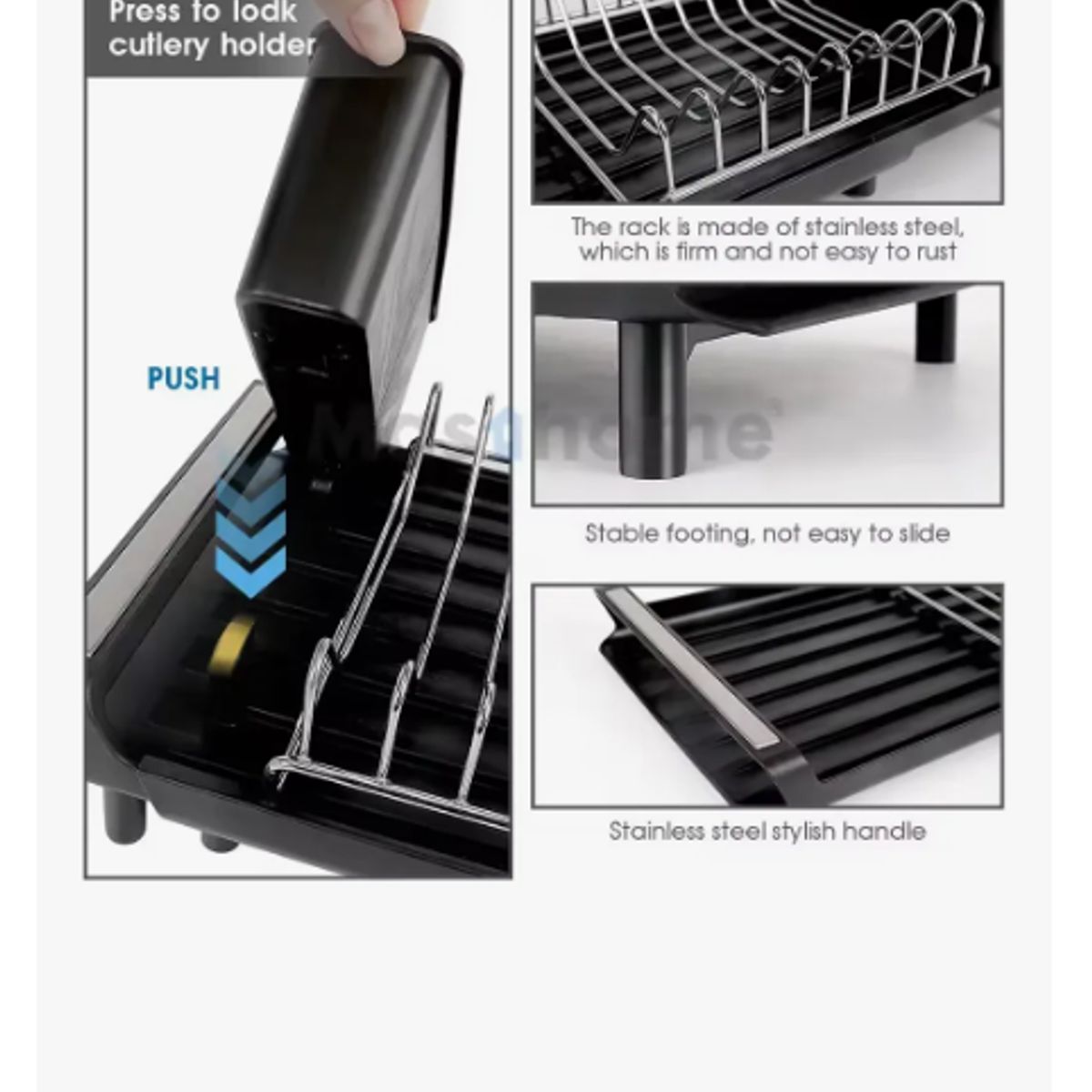 GENERICO - Secador Escurridor De Loza Platos Acero Inoxidable Plegable
