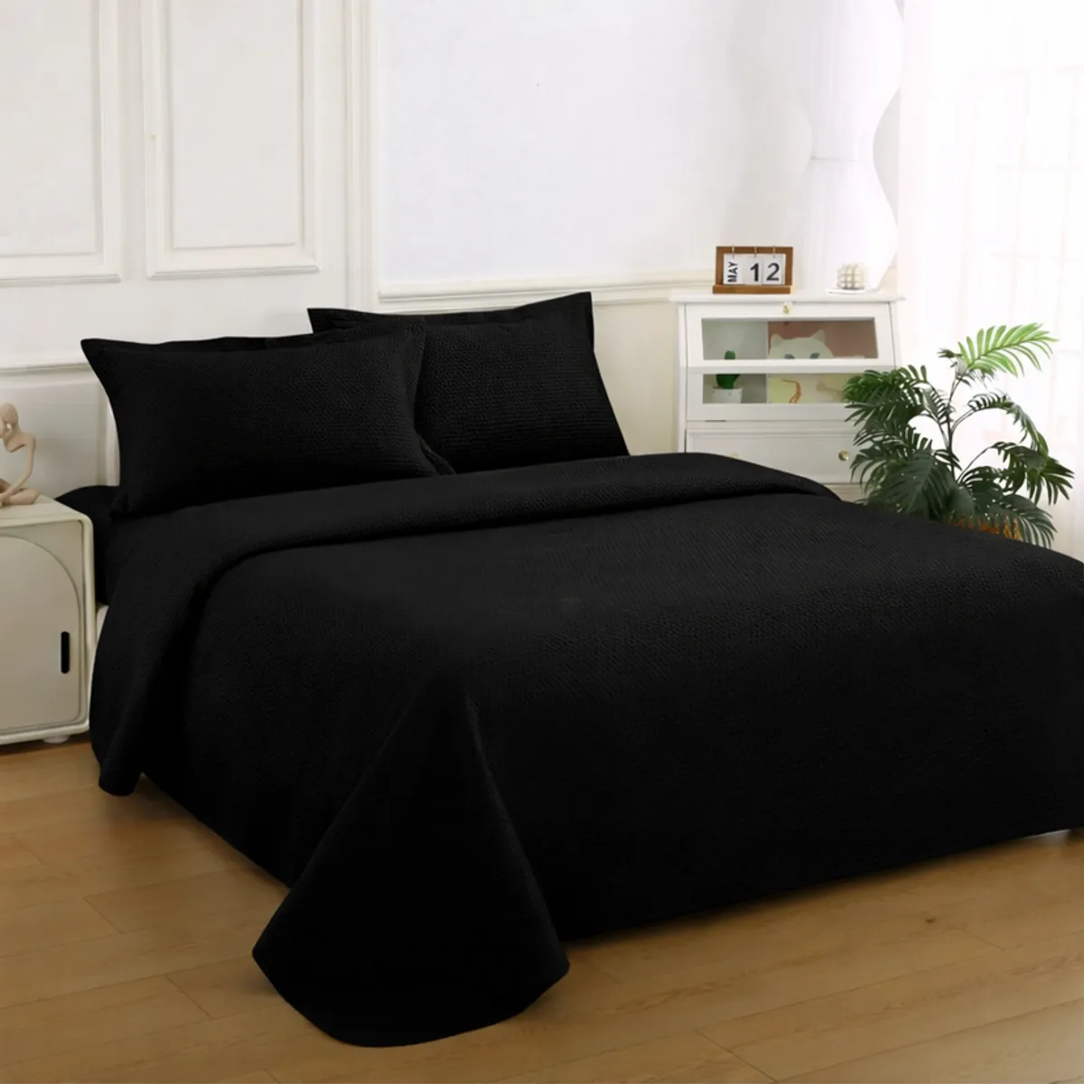 ILLUSIONS - Quilt Atenas 2 Plazas Illusions Diseño Moderno Negro