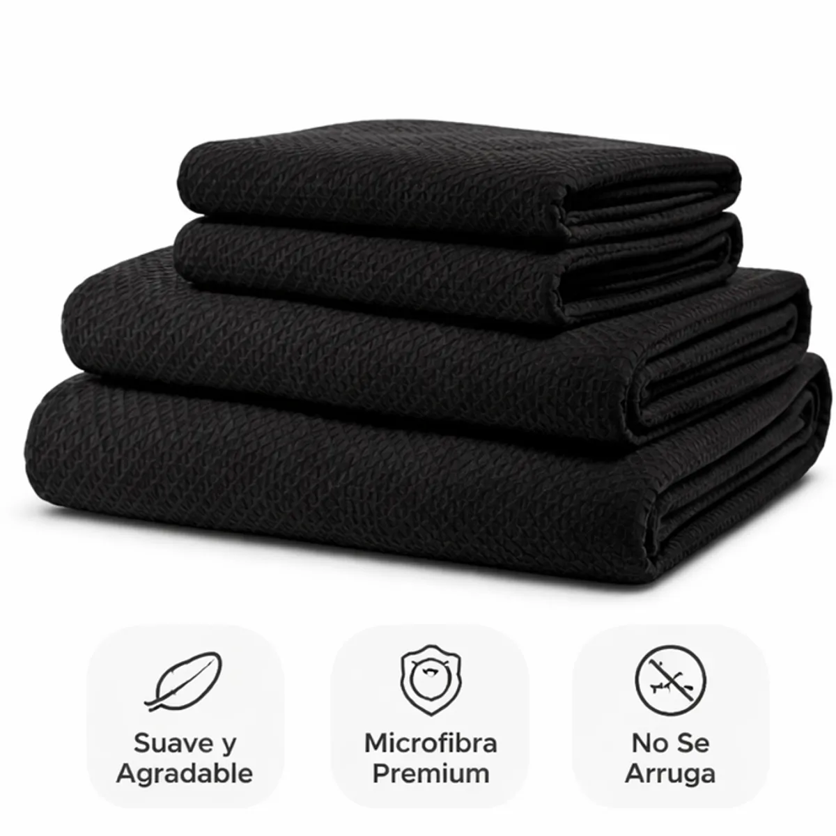 ILLUSIONS - Quilt Atenas 2 Plazas Illusions Diseño Moderno Negro
