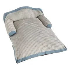 HOOPET - Cama Para Mascotas Con Respaldo Talla L Azul Claro Liso