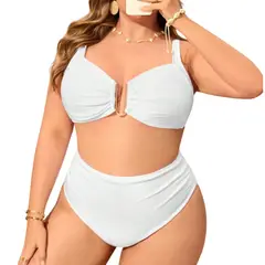HIPSY SWIMWEAR - Bikini tiro alto plus size Victoria Blanco