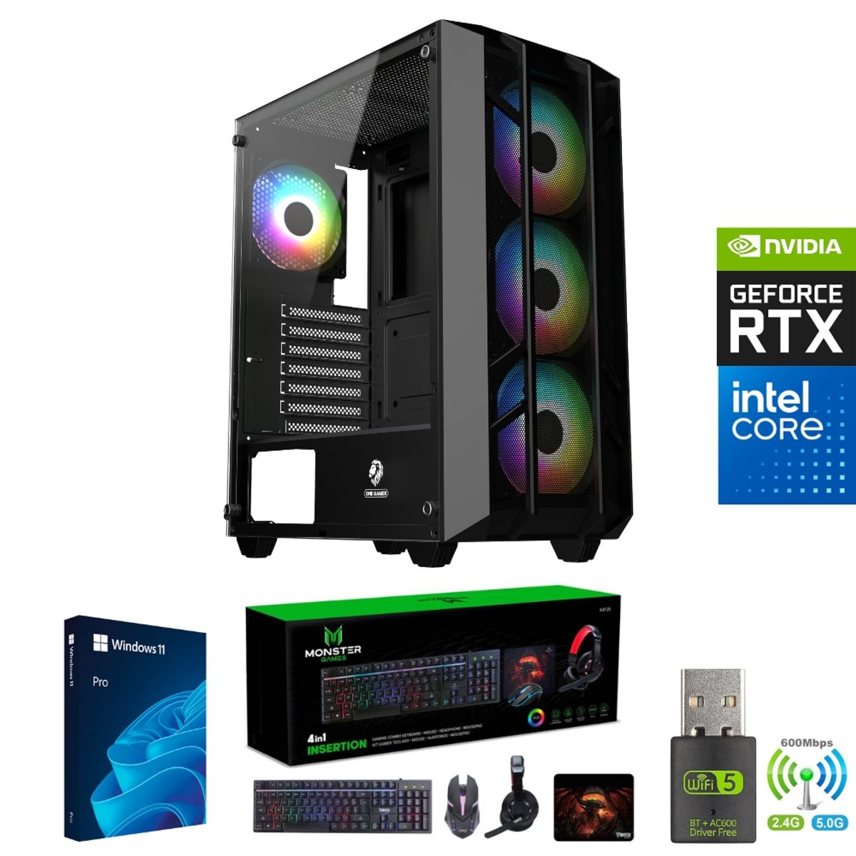 INTEL - Pc Gamer Intel Core i5-12400F - 16GB RAM - RTX 5060TI - 1TB - Wifi - PRO