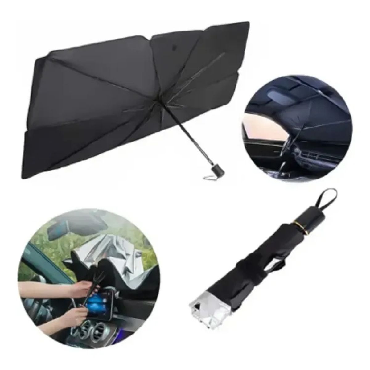 GENERICO - Tapa Sol Auto Tipo Sombrilla Cubre Sol Parabrisa Parasol