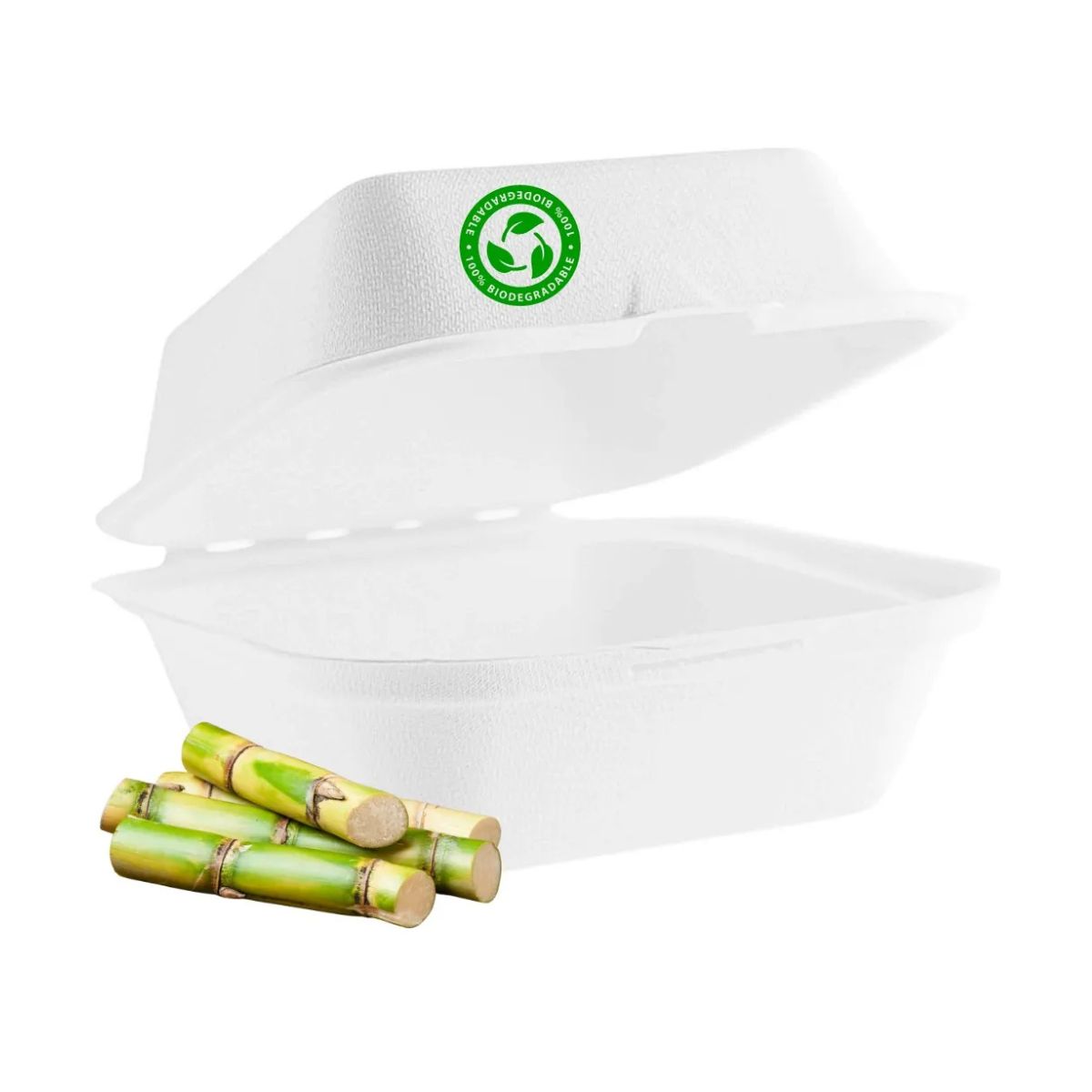 GENERICO - Envase Biodegradable Para Hamburguesa Compostable Pack 50unds Blanco