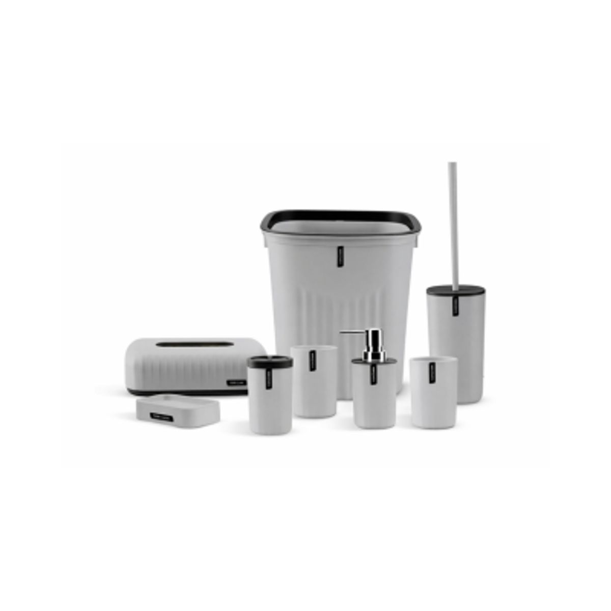 GENERICO - Juego De Baño 8 Piezas Accesorios Elegante para Decorar el baño gris set