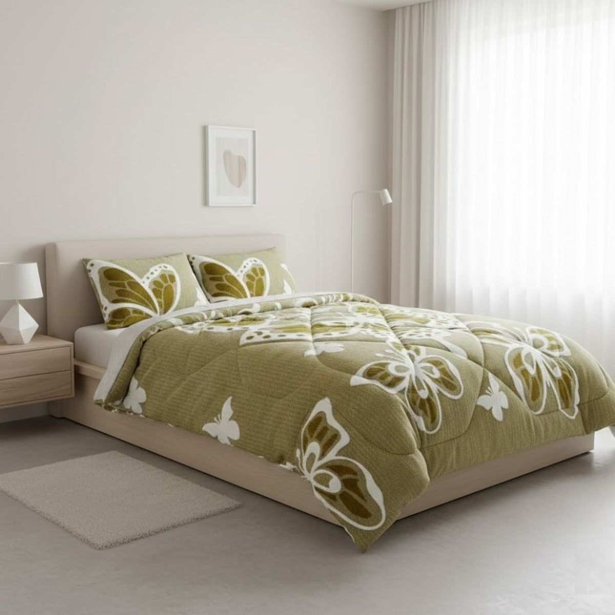 GENERICO - COBERTOR KING CON CHIPORRO JACQUARD CUTTING MARIPOSA INVIERNO QUITA FRIO TF