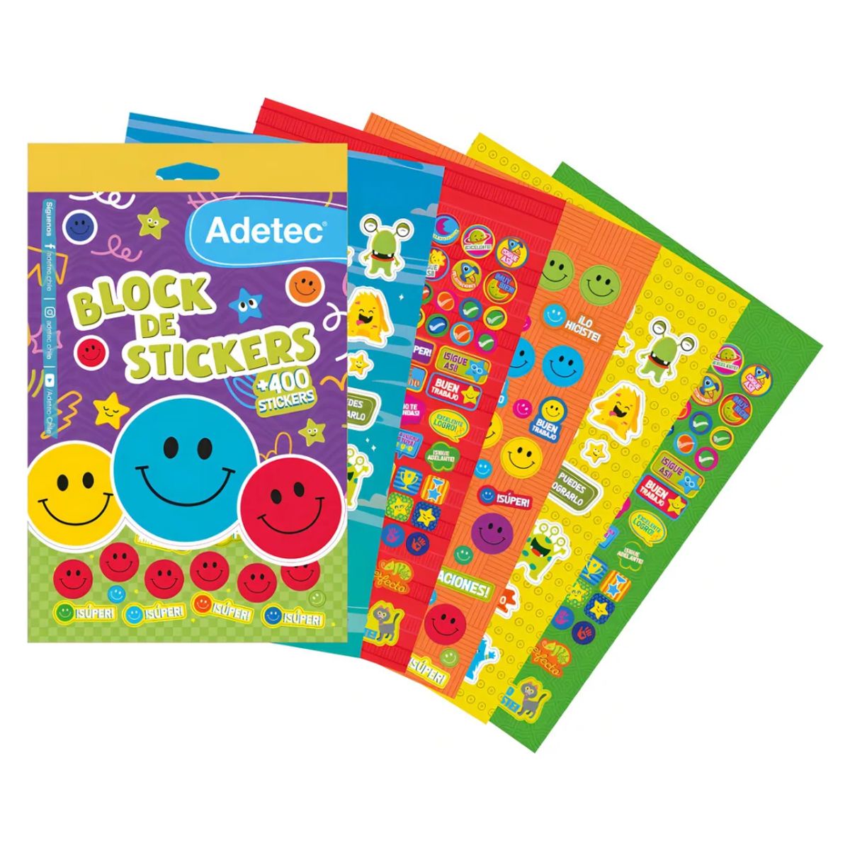 ADETEC - 2 Block De Sticker Motivacional Mas De 400 Sticker Escolar