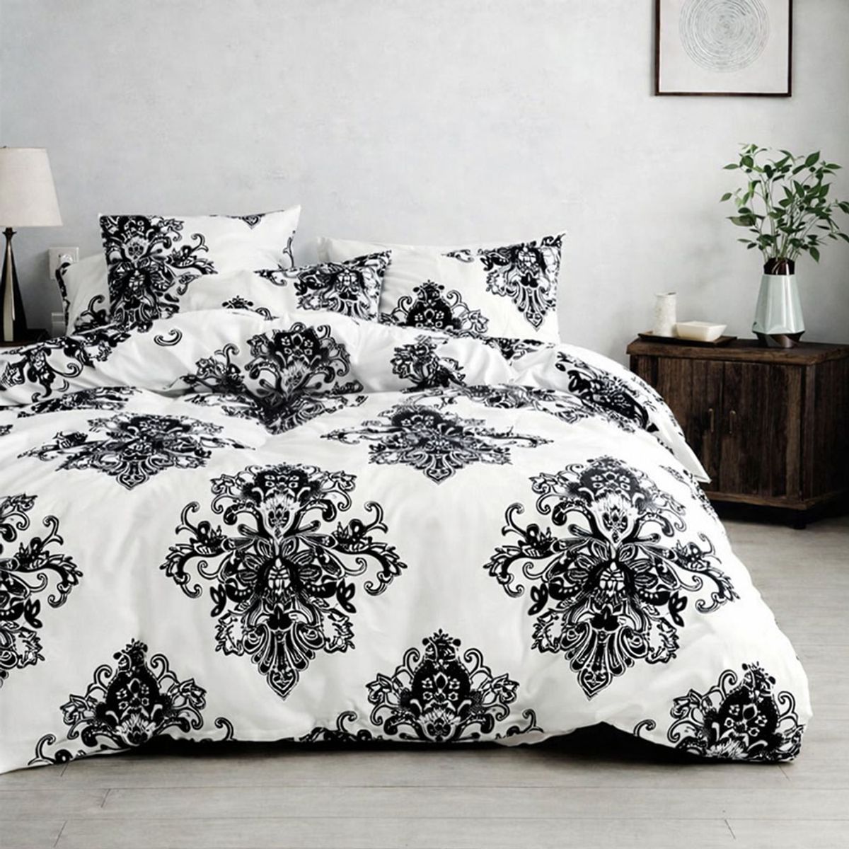 GENERICO - Cobertor de Verano 2 Plazas Blanco con Estampado Azul Oscuro