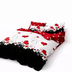 GENERICO - Cobertor 2 Plazas para Verano Blanco con Corazones Rojos
