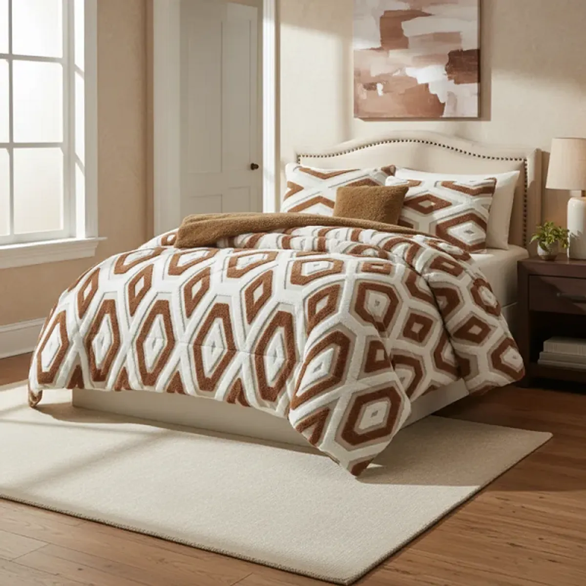 GENERICO - COBERTOR CON CHIPORRO 2 PLAZA  JACQUARD ROMBO  INVIERNO QUITA FRIO TF