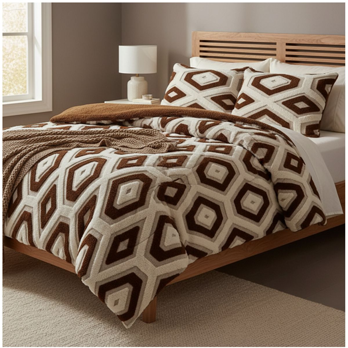 GENERICO - COBERTOR CON CHIPORRO 2 PLAZA  JACQUARD ROMBO  INVIERNO QUITA FRIO TF