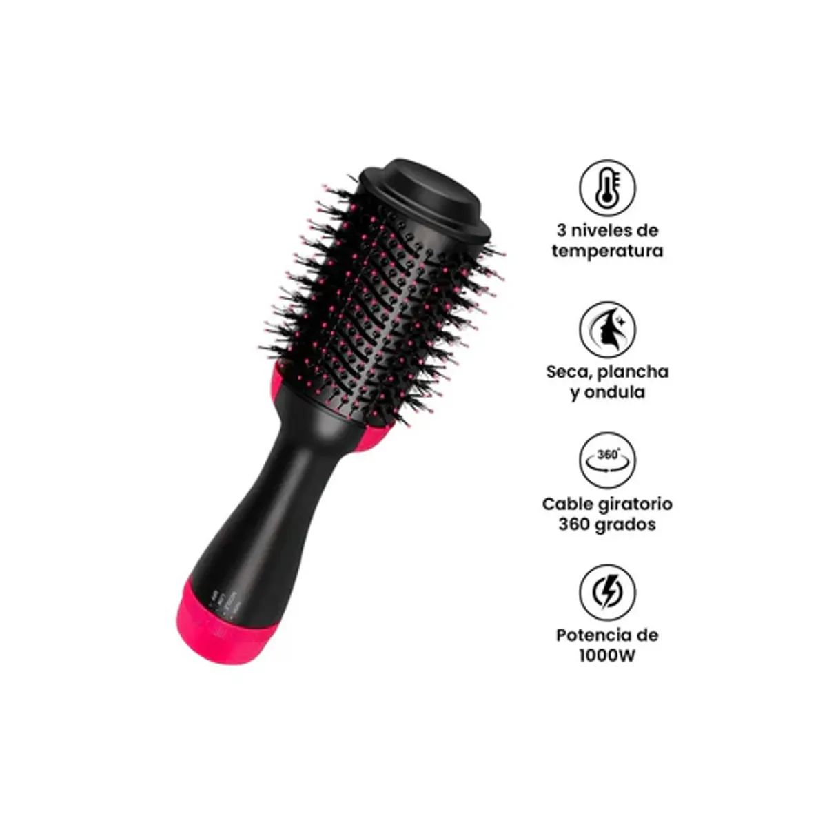 MOVI - Cepillo Alisador Eléctrico Secador Anti Frizz 3 en 1