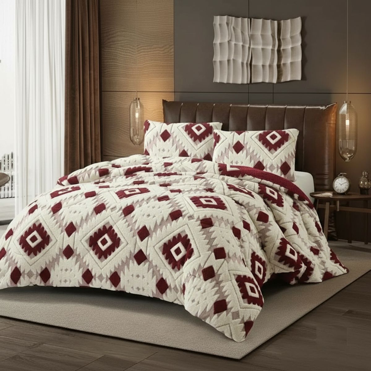 GENERICO - COBERTOR CON CHIPORRO KING  JACQUARD GEOMETRIC INVIERNO QUITA FRIO TF
