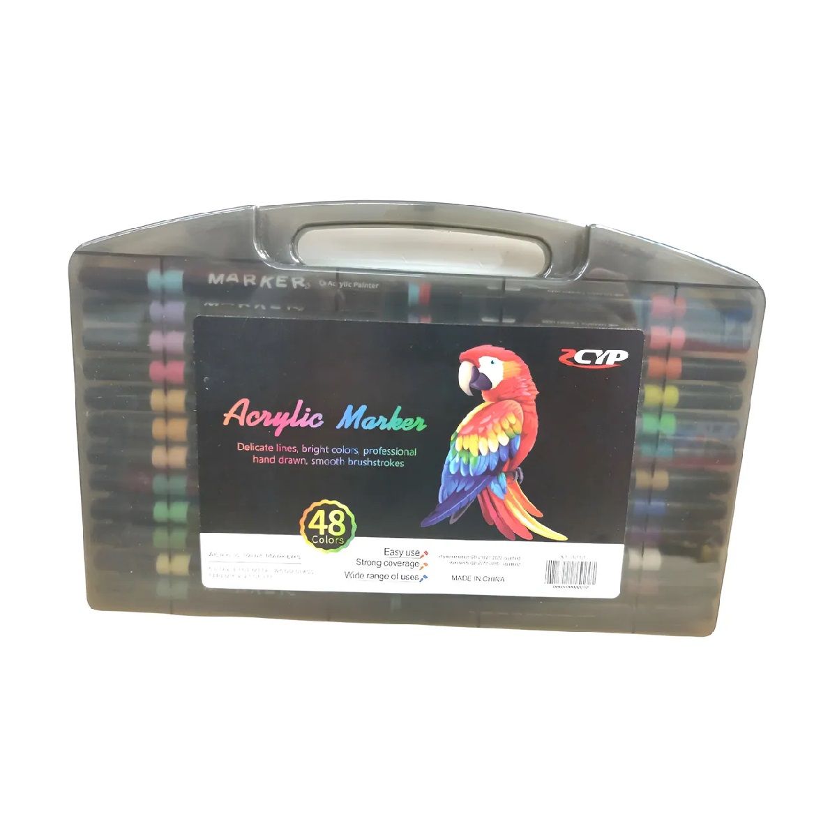 GENERICO - Lápices Acrílicos Marcadores 60 Colores Punta Pincel en Negro Estuche Acrílico
