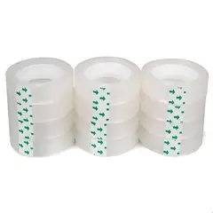 GENERICO - Pack 12 Cinta Adhesiva 30m X 12mm Transparente Lisa Transparente