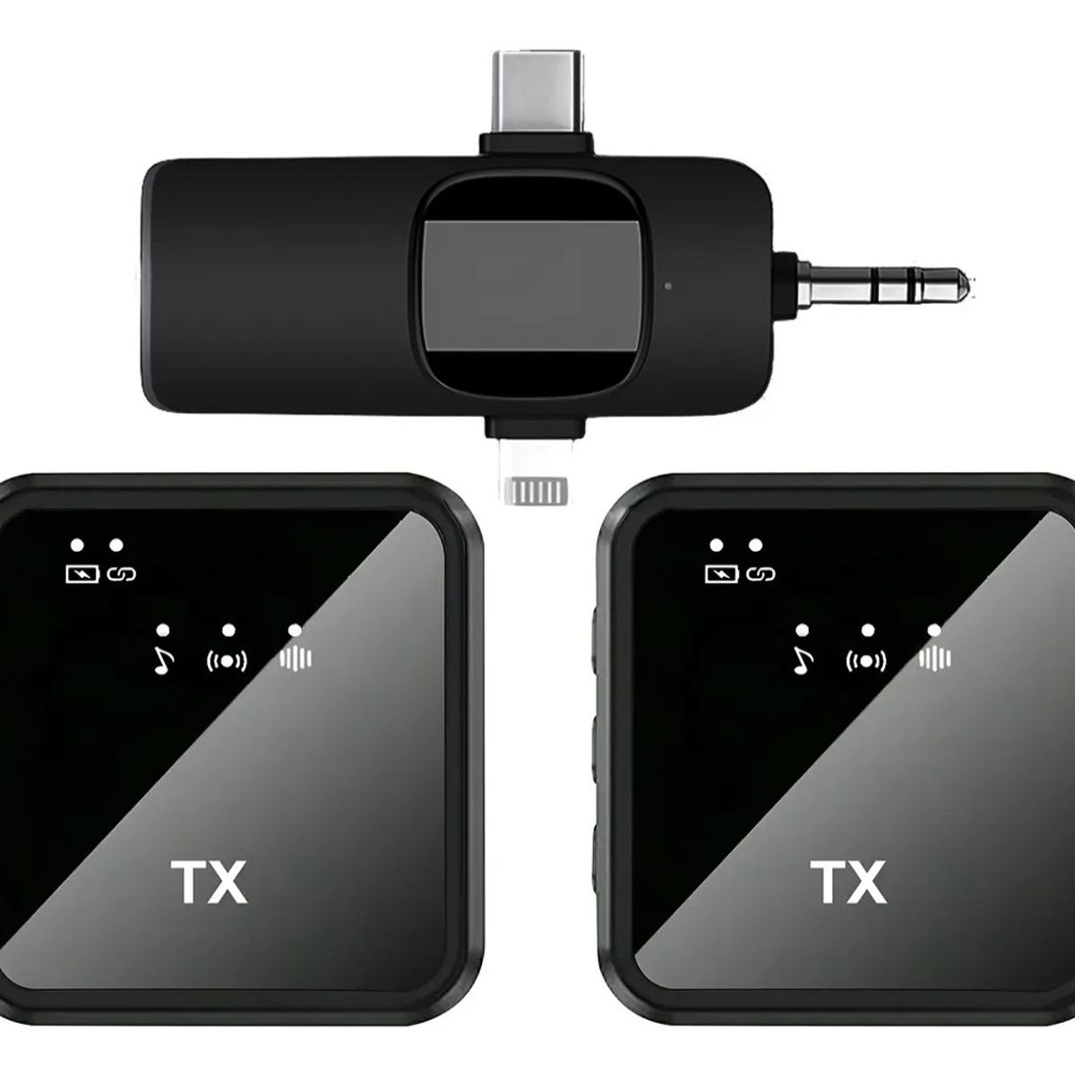 GENERICO - Pack 2 Microfonos Inalambrico 3 En 1 Para iPhone Android Pc Microfono Profesional