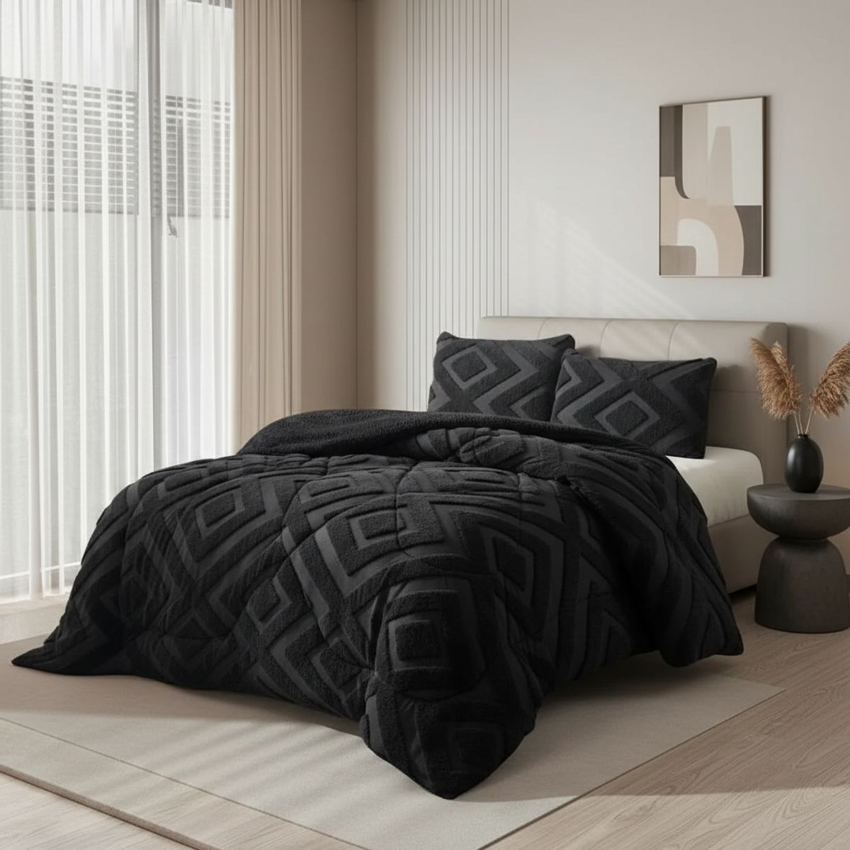 GENERICO - COBERTOR  TEXTURIZADO KING CON CHIPORRO  RELIEVE DIAMANTE HACQUARD TF