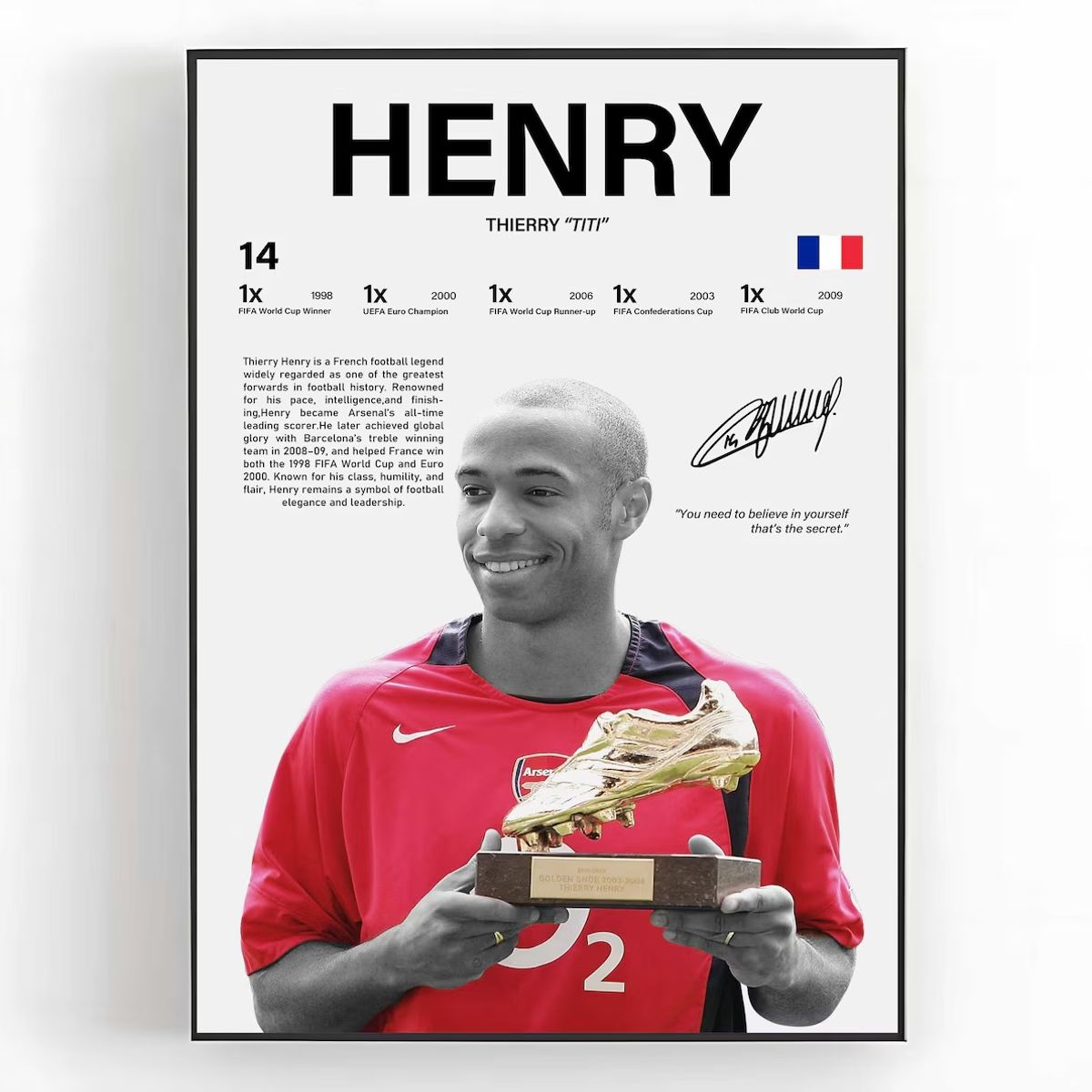 GENERICO - Cuadro Thierry Henry Leyenda del Arsenal y Francia + Marco