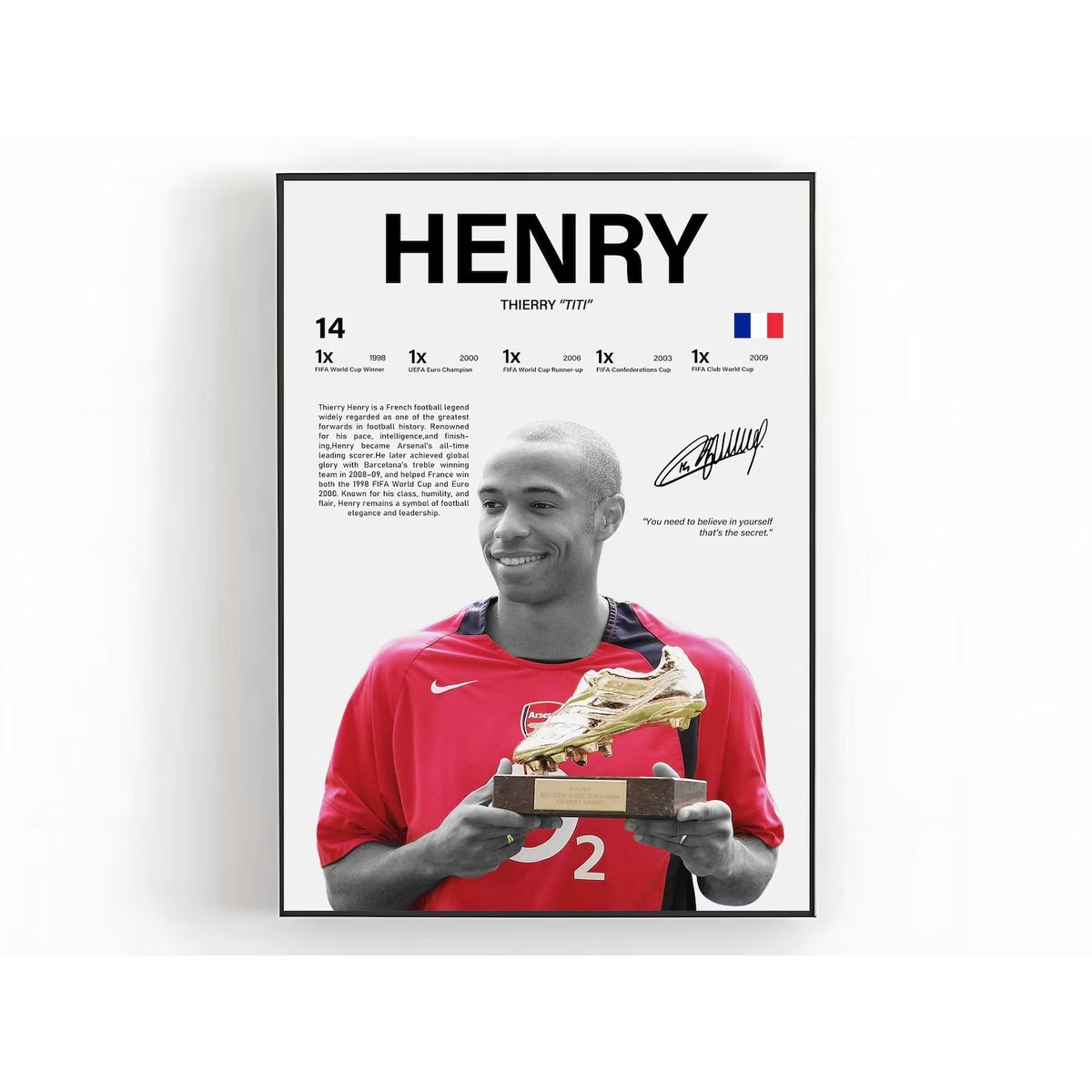 GENERICO - Cuadro Thierry Henry Leyenda del Arsenal y Francia + Marco