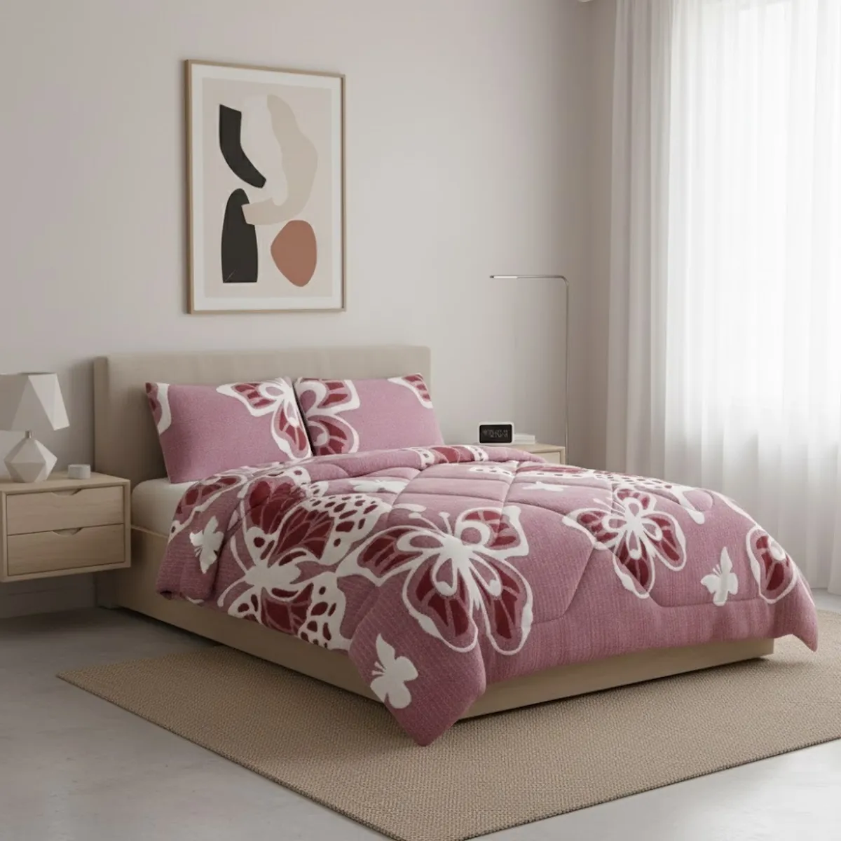 GENERICO - COBERTOR  TEXTURIZADO KING CON CHIPORRO  RELIEVE MARIPOSA HACQUARD TF