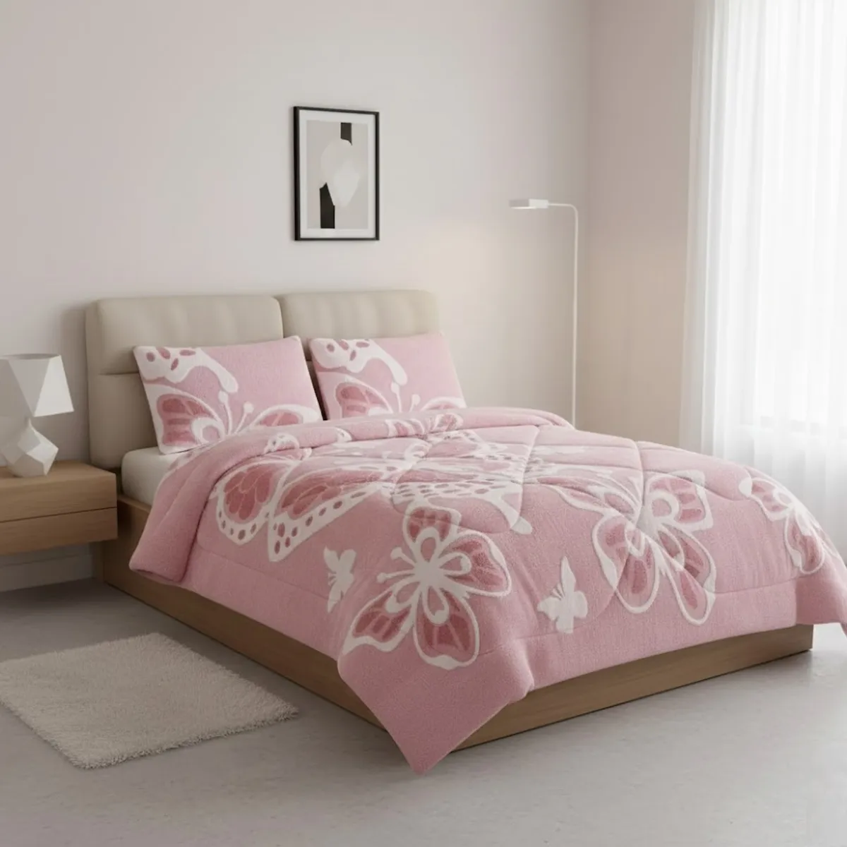GENERICO - COBERTOR  TEXTURIZADO KING CON CHIPORRO  RELIEVE MARIPOSA HACQUARD TF