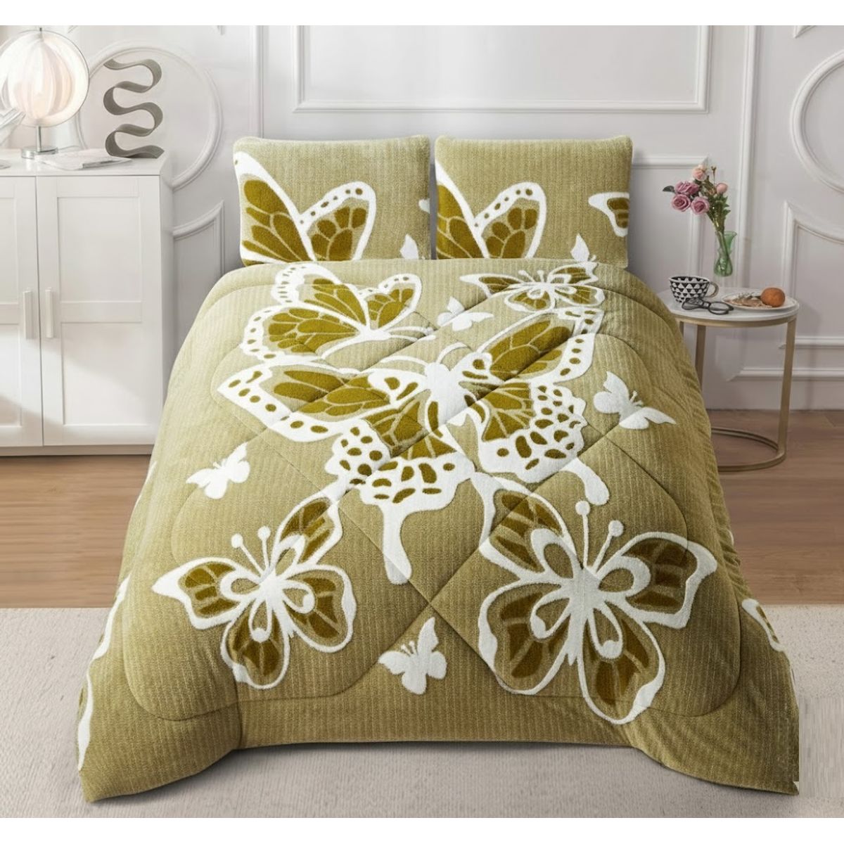 GENERICO - COBERTOR  TEXTURIZADO KING CON CHIPORRO  RELIEVE MARIPOSA HACQUARD TF
