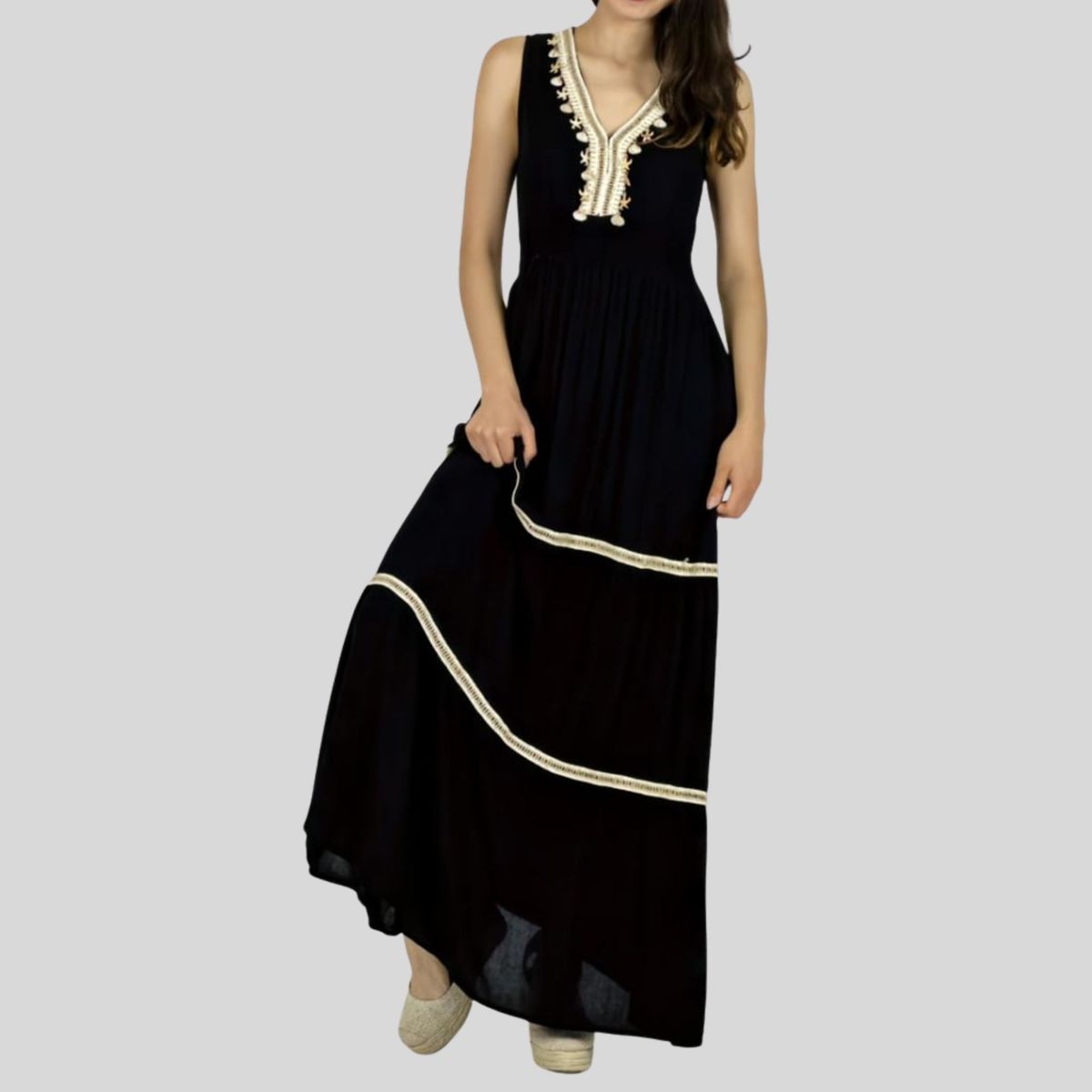 ARRAKASTA - Vestido pretina elasticada ML y LXL