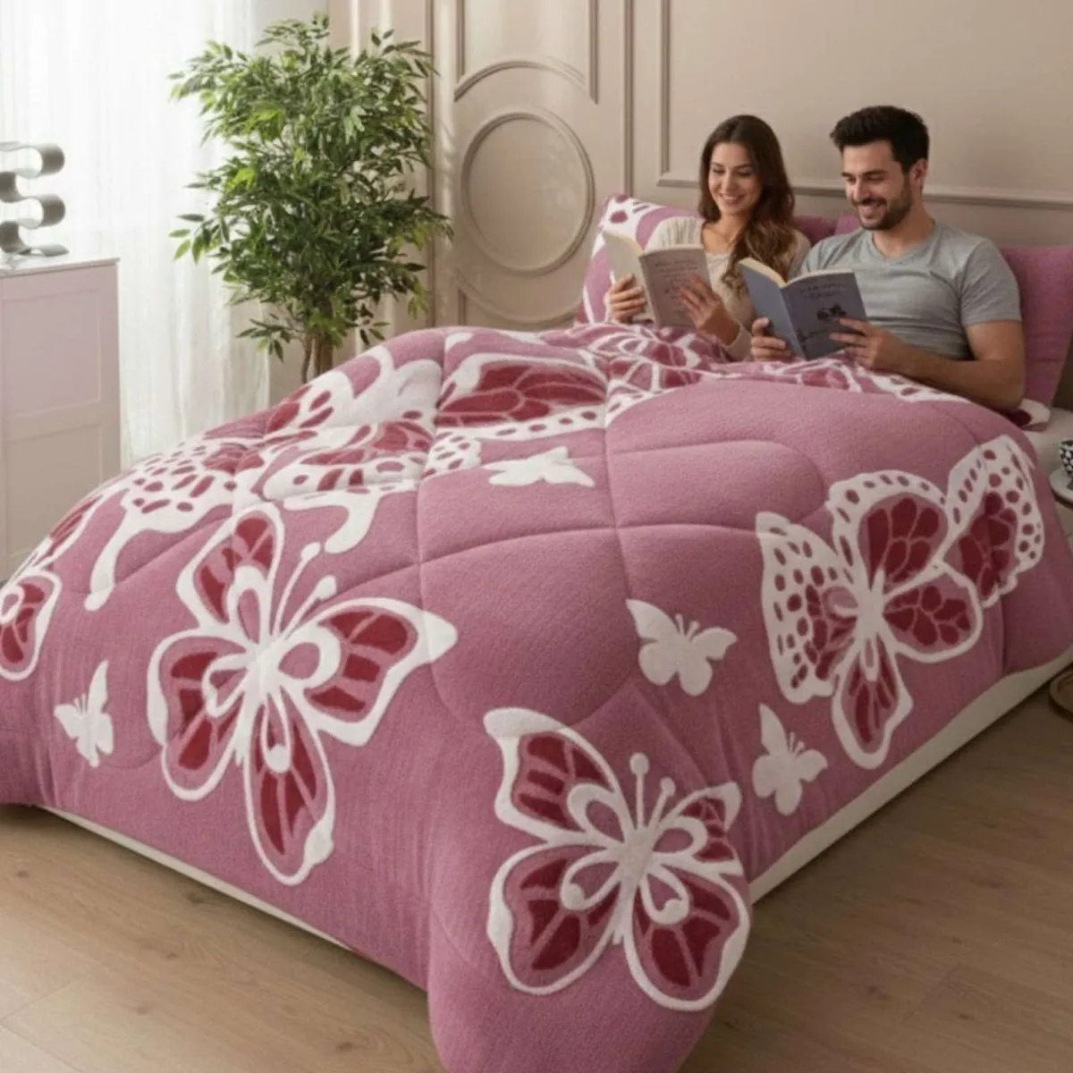 GENERICO - Cubrecama Chiporro Diseño Mariposa Suave y Abrigador 2 Plazas