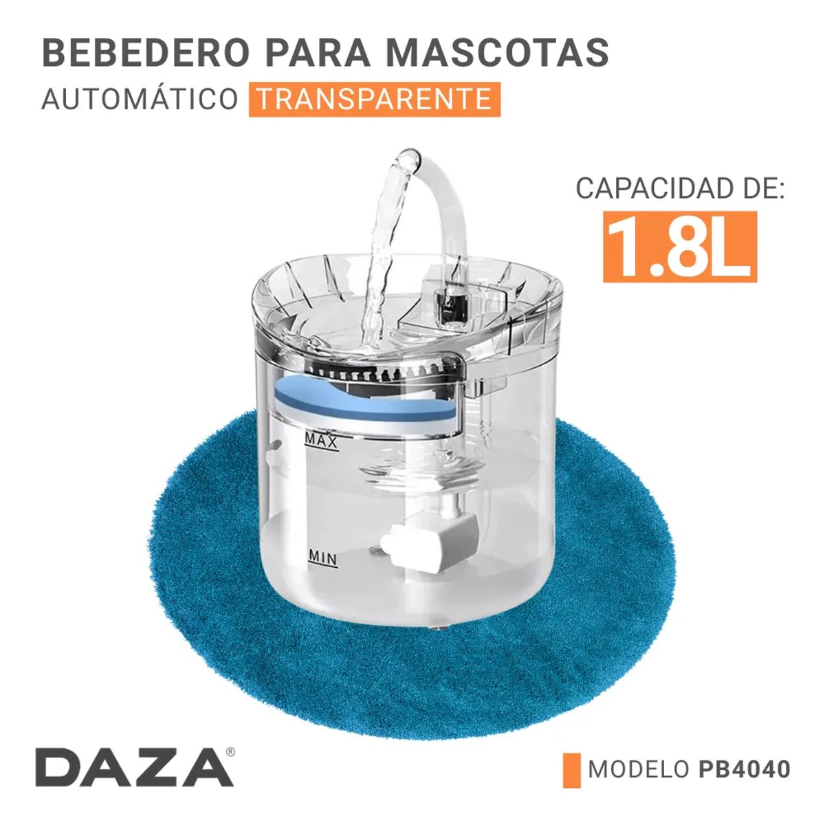 GENERICO - Fuente De Agua Para Gato Acrilico Transparente Bebedero Mascotas Recirculante Hidratacion Silenciosa