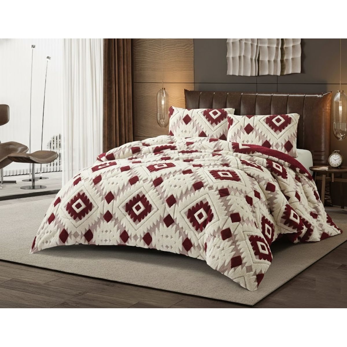 GENERICO - COBERTOR  TEXTURIZADO KING CON CHIPORRO  RELIEVE GEOMETRIC  HACQUARD TF