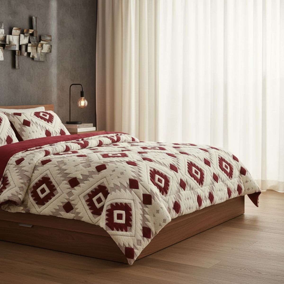 GENERICO - COBERTOR  TEXTURIZADO KING CON CHIPORRO  RELIEVE GEOMETRIC  HACQUARD TF