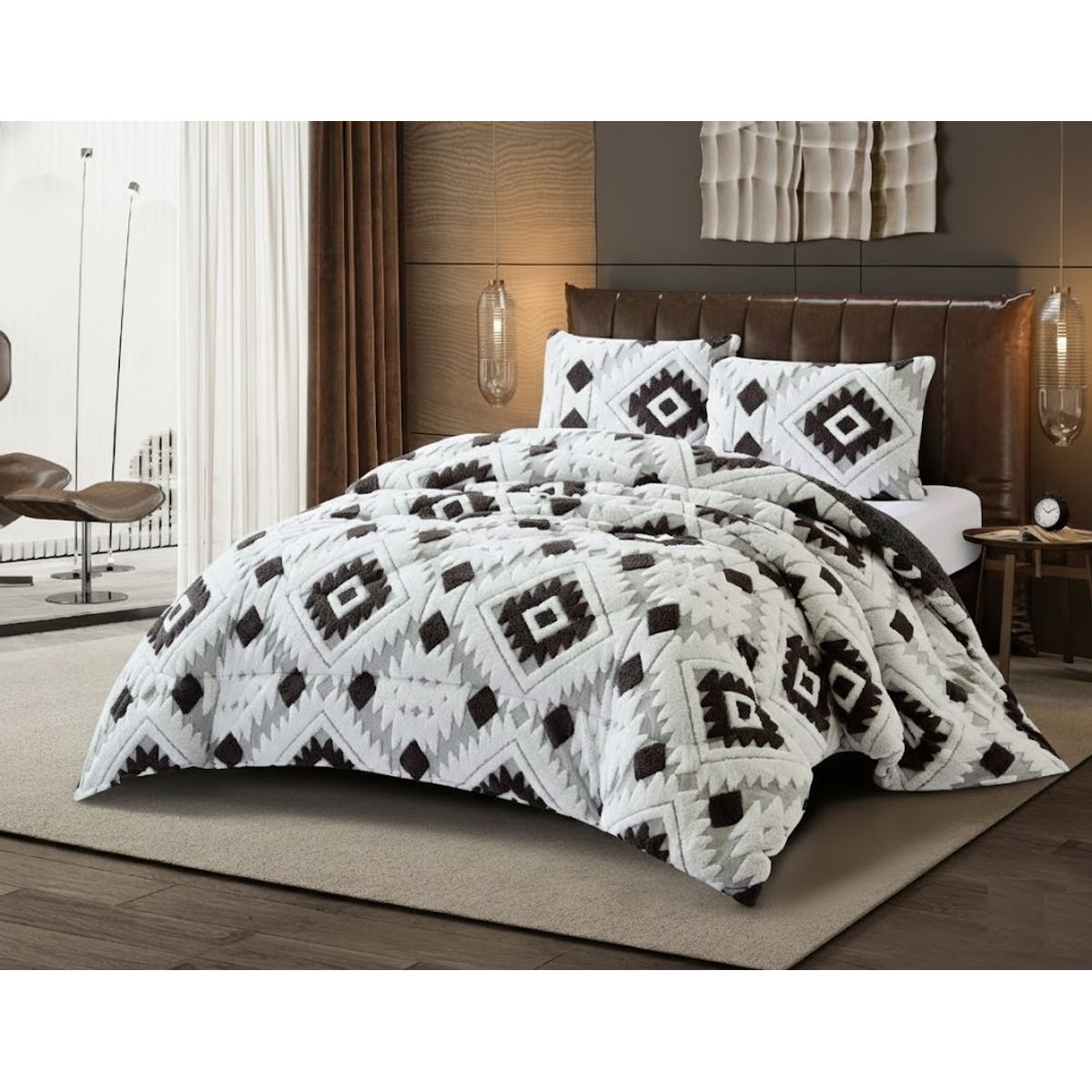 GENERICO - COBERTOR  TEXTURIZADO KING CON CHIPORRO  RELIEVE GEOMETRIC  HACQUARD TF