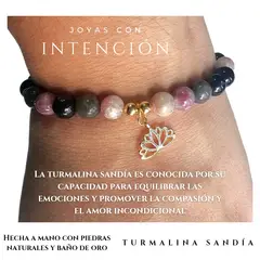 GENERICO - Pulsera Flor de Loto con Turmalina Sandía