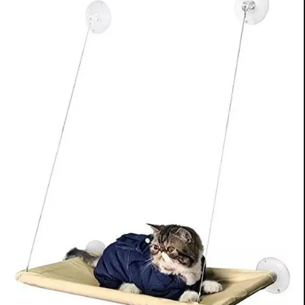 GENERICO - Cama Para Gatos Colgante Hamaca Con Ventosa A La Ventana Beige Liso