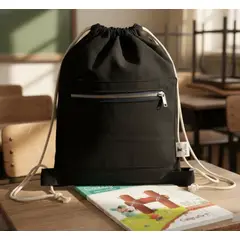 HAOKIDS - Mochila negra morral de lona multiuso Universidad Colegio bolso de viaje o deportes outdoor 40x30 cm