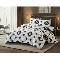 GENERICO - COBERTOR TEXTURIZADO 2 PLAZA CON CHIPORRO RELIEVE GEOMETRIC HACQUARD TF
