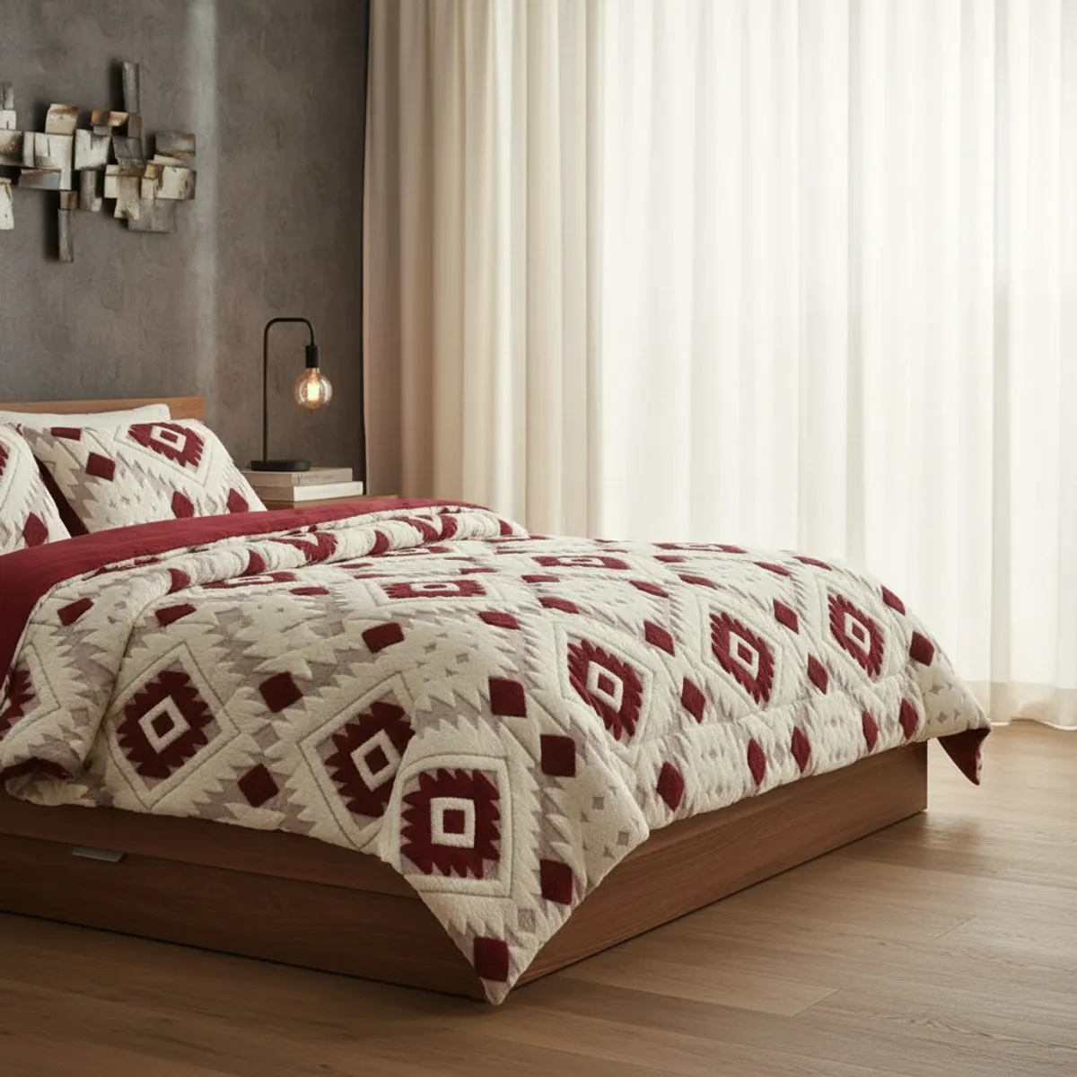 GENERICO - COBERTOR  TEXTURIZADO 2 PLAZA CON CHIPORRO  RELIEVE GEOMETRIC HACQUARD TF