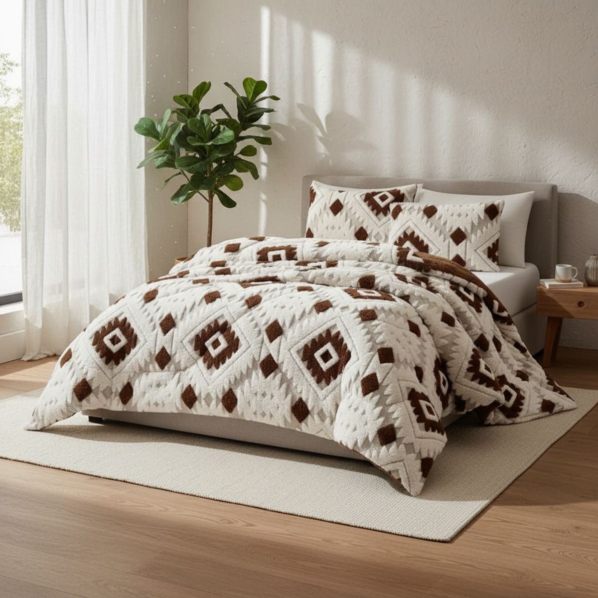 GENERICO - COBERTOR  TEXTURIZADO 2 PLAZA CON CHIPORRO  RELIEVE GEOMETRIC HACQUARD TF