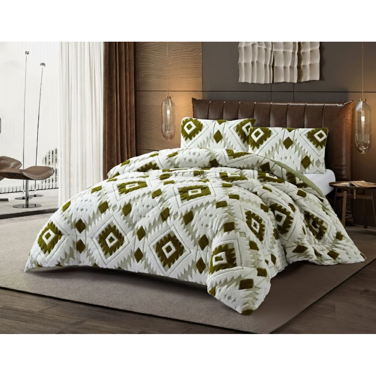 GENERICO - COBERTOR  TEXTURIZADO 2 PLAZA CON CHIPORRO  RELIEVE GEOMETRIC HACQUARD TF