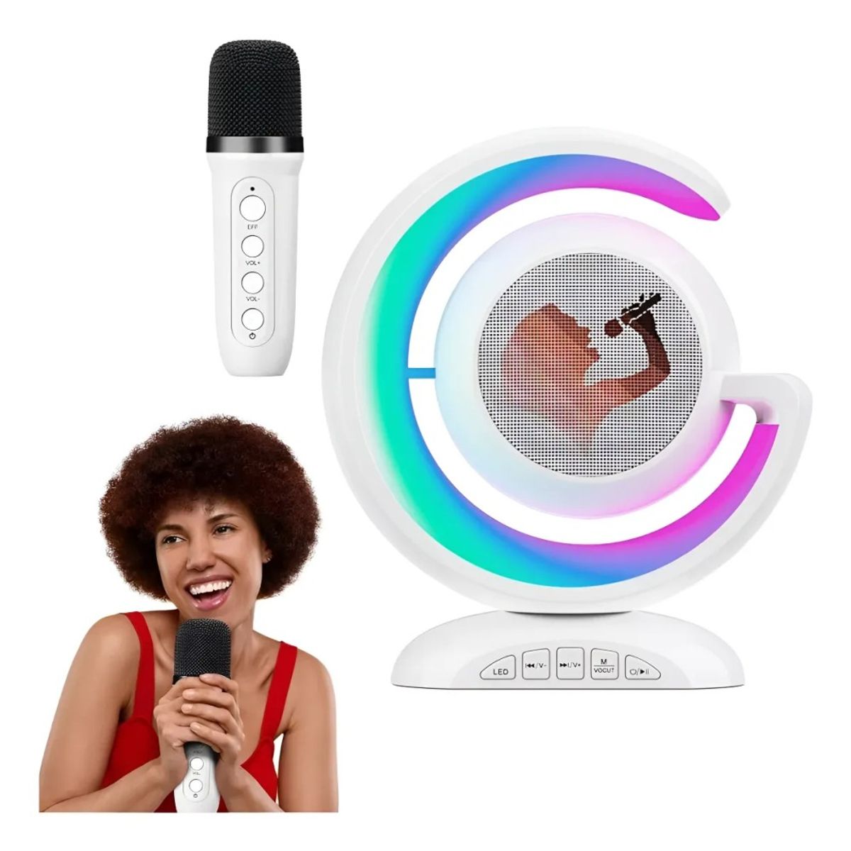 GENERICO - Parlante Karaoke Niños Con Microfono Portatil Recargable Bt Blanco - 240173 BELUG