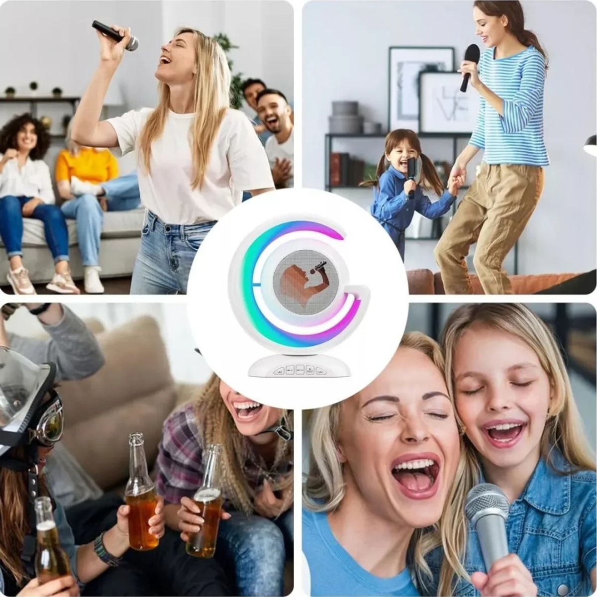 GENERICO - Parlante Karaoke Niños Con Microfono Portatil Recargable Bt Blanco - 240173 BELUG