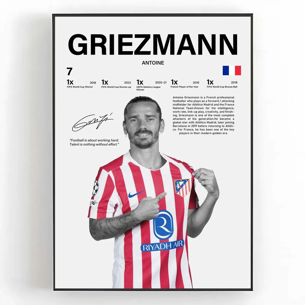 GENERICO - Cuadro Antoine Griezmann Fútbol Atlético de Madrid + Marco