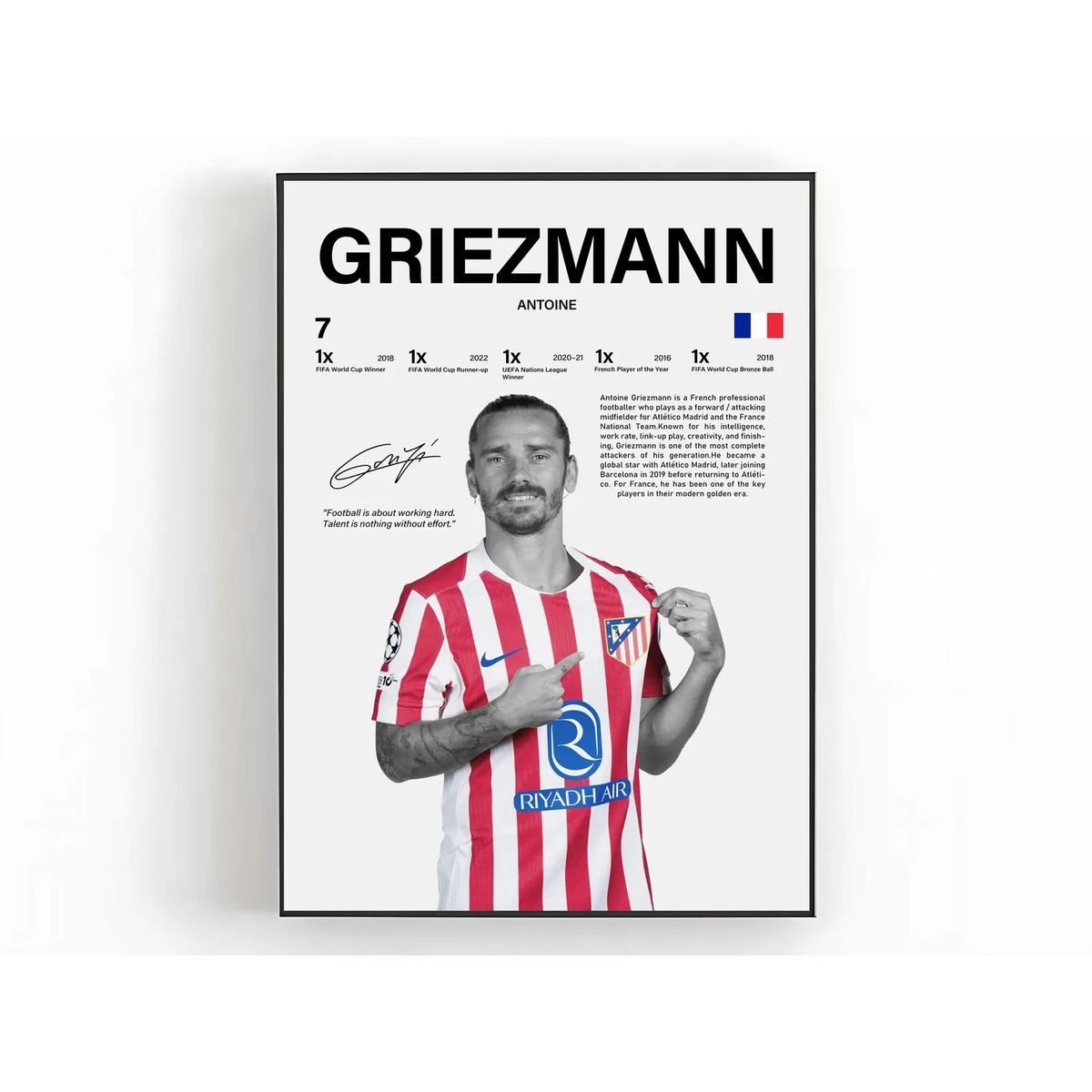 GENERICO - Cuadro Antoine Griezmann Fútbol Atlético de Madrid + Marco