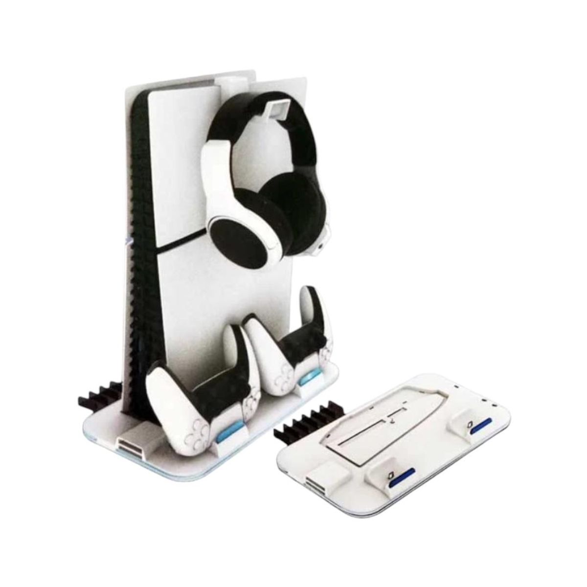 GENERICO - Soporte Vertical blanco Compatible con PlayStation 5 Slim con Ventilador y RGB
