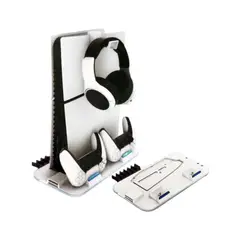 GENERICO - Soporte Vertical blanco Compatible con PlayStation 5 Slim con Ventilador y RGB