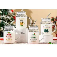 GENERICO - TAZAS NAVIDEÑAS CON BOMBILLA 550ML